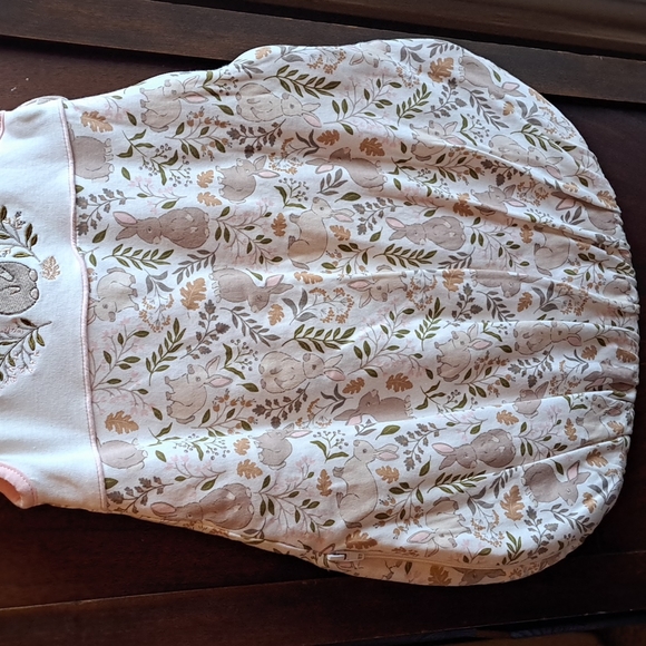 First Wish size 0-6 months organic cotton pink trim bunny design sleep sak padde - Picture 3 of 5